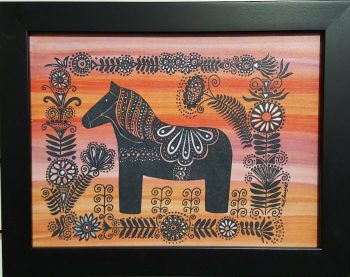 Dala Horse with White Flowers